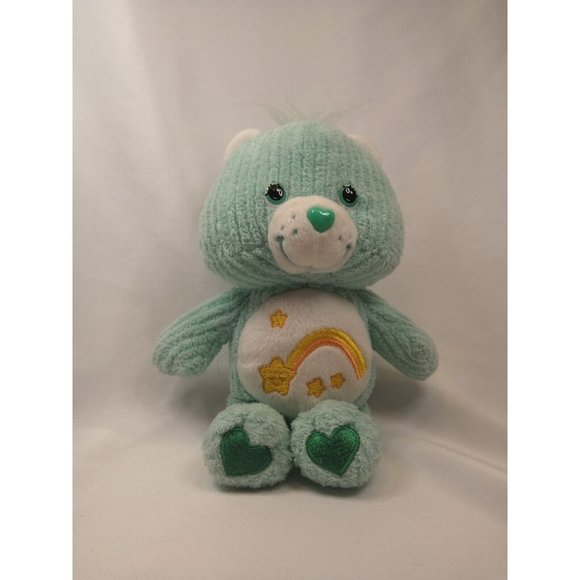 8" Corduroy Wish Care Bear Mint Green Yellow Rainbow Star 2003 Stuffed Animal - Picture 1 of 9